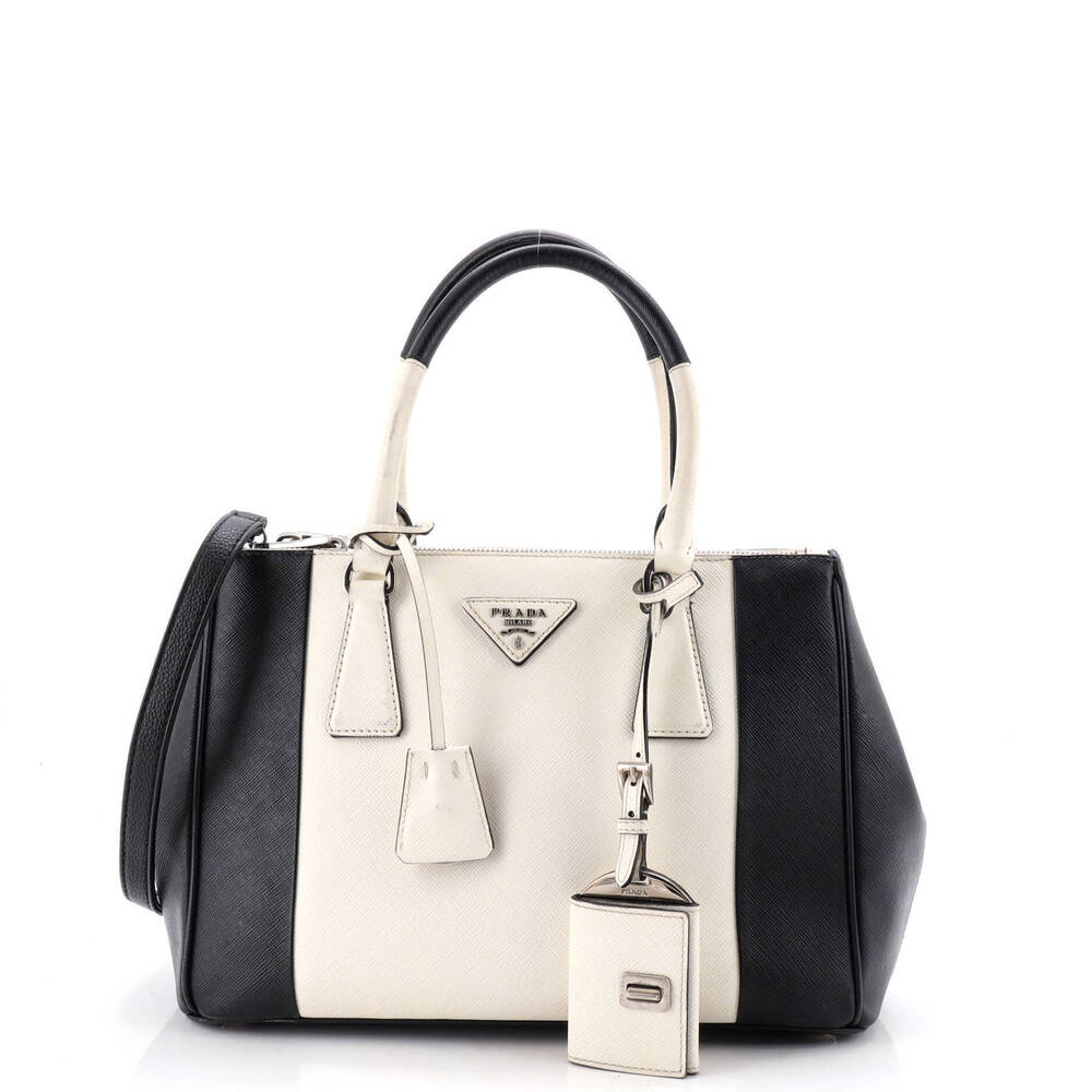 Prada Small Bicolor Double Zip Lux Tote
